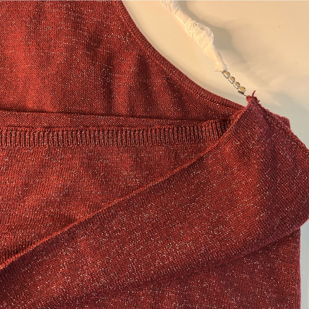 Sam Edelman Luxurious Knitted Holiday Top w/Metallic Yarn & Rhinestone Straps XS - Picture 14 of 14